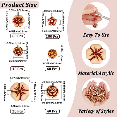 320Pcs 6 Styles Imitation Wood Acrylic Beads SACR-PA0001-25-1