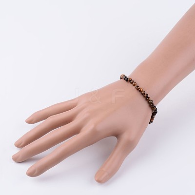 Natural Tiger Eye Beaded Stretch Bracelets X-BJEW-JB02459-02-1