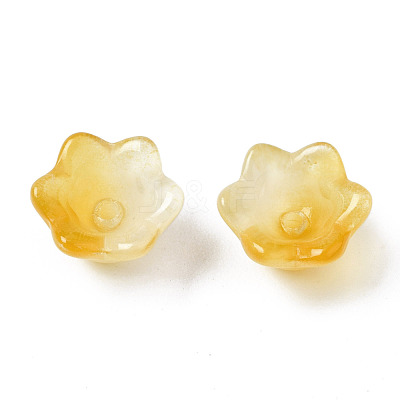 Transparent Two Tone Spray Painted Glass Beads GLAA-Q089-002B-009-1