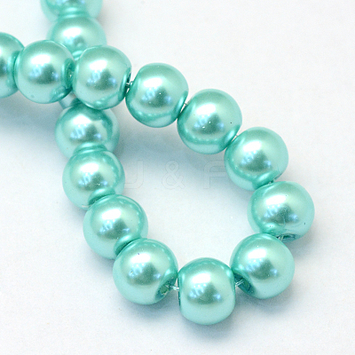 Baking Paint Pearlized Glass Pearl Round Bead Strands HY-Q330-8mm-65-1