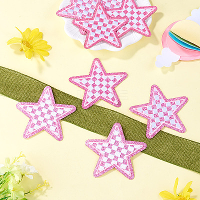 8Pcs Star with Lattice Computerized Embroidery Polyester Iron on/Sew on Patches PATC-TA0001-49A-1