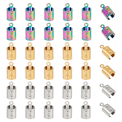 72Pcs 3 Colors Ion Plating(IP) 304 Stainless Steel Folding Crimp Ends STAS-UN0049-17-1