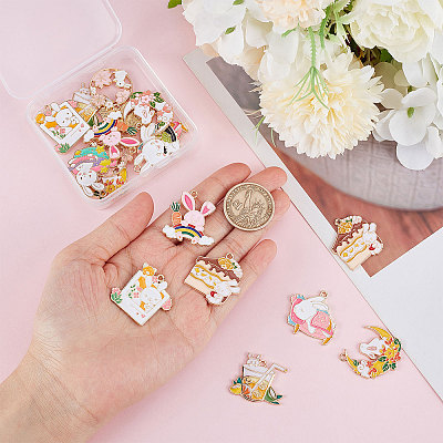 20Pcs 10 Style Rack Plating Alloy Enamel Pendants ENAM-SC0003-25-1