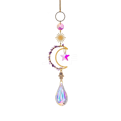 Glass Teardrop/Star Prisms Suncatchers Hanging Ornaments G-PW0004-72D-1