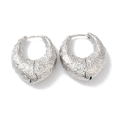Ring with Texture Brass Hoop Earrings for Women EJEW-U008-01P-1