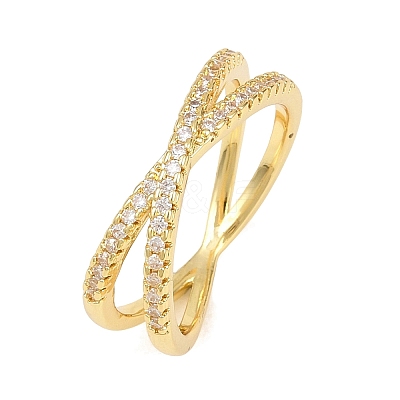 Brass Micro Pave Cubic Zirconia Finger Rings RJEW-D340-01G-01-1