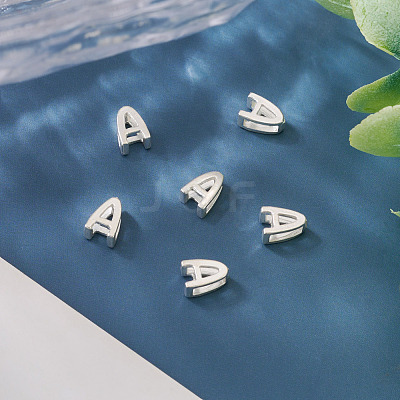 6Pcs 925 Sterling Silver Hollow Initial Beads STER-TA0001-53A-1