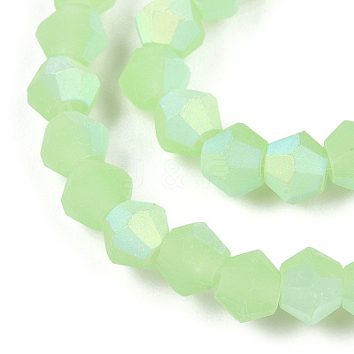 Imitation Jade Bicone Frosted Glass Bead Strands GLAA-F029-JM4mm-A01-1