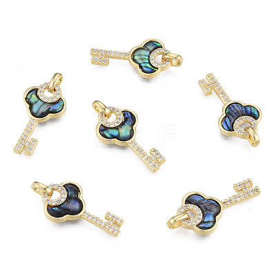 Brass Micro Pave Clear Cubic Zirconia Pendants KK-N233-420-1