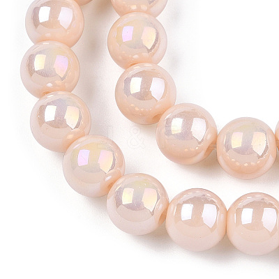 Electroplate Opaque Glass Beads Strands X-GLAA-T032-P10mm-AB09-1