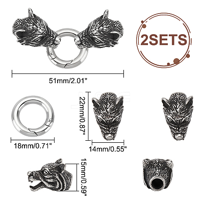 2 Sets 316 Surgical Stainless Steel Spring Gate Rings STAS-UN0041-76-1
