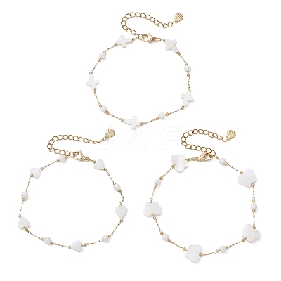 Natural Shell Beads Link Bracelets BJEW-JB13121-1