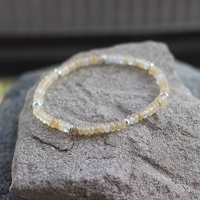 Heated Natural Citrine Rondelle Beaded Stretch Bracelets UT5328-12-1