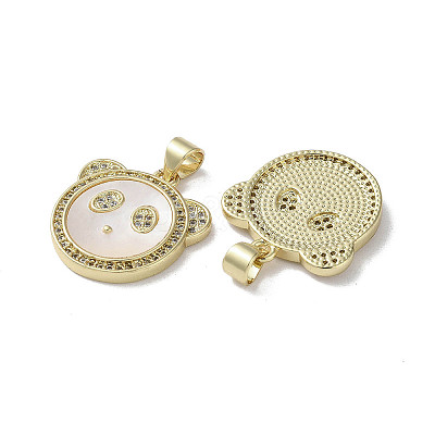 Brass Micro Pave Cubic Zirconia Pendants KK-G485-21A-G-1