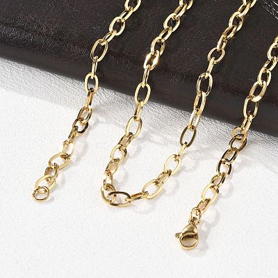 Ion Plating(IP) 304 Stainless Steel Cable Chain Necklace Making STAS-A028-N091G-1