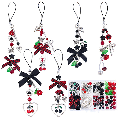 DIY Cherry Polyester Mobile Strap Making Kits DIY-SC0033-68-1