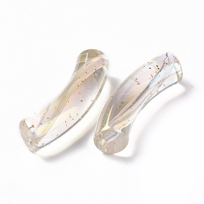 UV Plating Iridescent Transparent Acrylic Beads X-OACR-A016-02-1