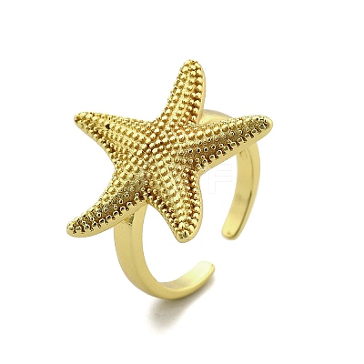 Starfish Brass Cuff Rings for Women LS-RJEW-C123-02G-1