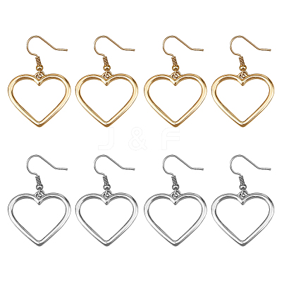 4 Pairs 2 Colors Iron Alloy Dangle Earrings EJEW-HY0001-37-1