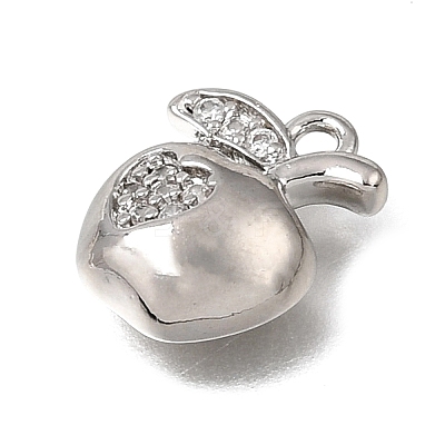 Brass Micro Pave Clear Cubic Zirconia Charms KK-N290-22P-1