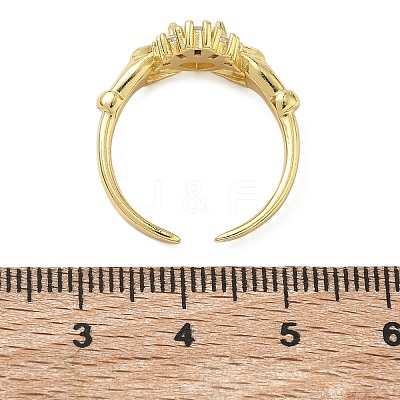 Brass Micro Pave Cubic Zirconia Cuff Open Rings RJEW-C163-04G-1