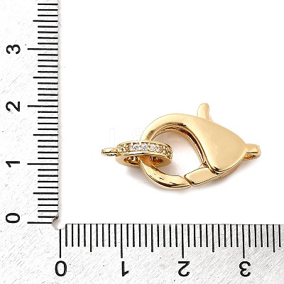 Brass Clear Cubic Zirconia Lobster Claw Clasps KK-Z078-50G-1