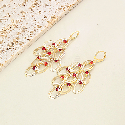 Brass Oval Tassel Hoop Earrings CQ4366-1