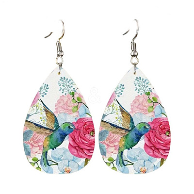 Iron & Imitation Leather Dangle Earrings WGA6ACA-03-1