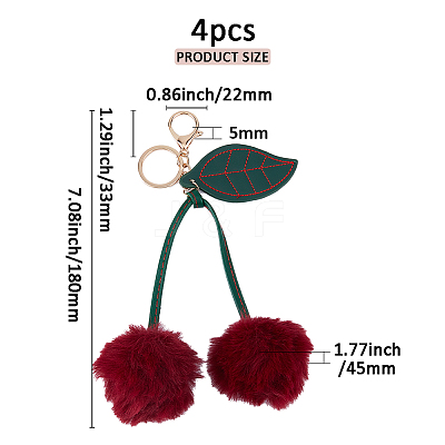 Cherry Imitation Leather Fibre Soft Pendant Decorations AJEW-WH0314-761-1