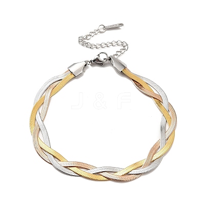 304 Stainless Steel Interlocking Herringbone Chain Bracelet for Men Women BJEW-H554-01-1