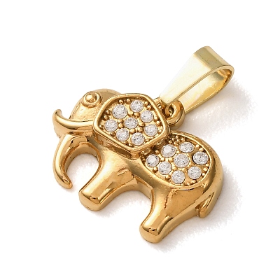 304 Stainless Steel Micro Pave Cubic Zirconia Charms CU-CBA703A-03G-04-1
