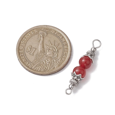 Natuarl Mixed Gemstone Round Beaded Connector Charms PALLOY-JF02714-1