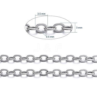 Brass Flat Oval Cable Chains CHC025Y-NFK-1