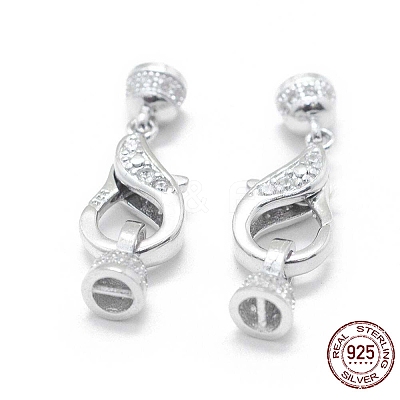Anti-Tarnish Rhodium Plated 925 Sterling Silver Lobster Claw Clasps STER-L055-061P-1