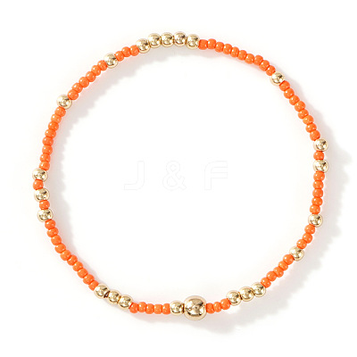 Glass Seed Beads & CCB Beads Stretch Bracelets TB4137-33-1