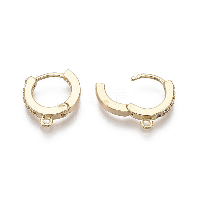 Brass Micro Pave Cubic Zirconia Huggie Hoop Earring Findings X-KK-T063-012-NF-1