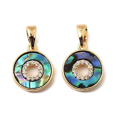 Brass Micro Pave Clear Cubic Zirconia Charms KK-G538-08G-1