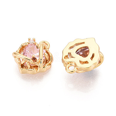Brass Pave Cubic Zirconia Pendants KK-T074-106G-1