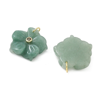 Brass & Natural Green Aventurine & Cubic Zirconia Pendants GG-CBAD360-18G-02-1