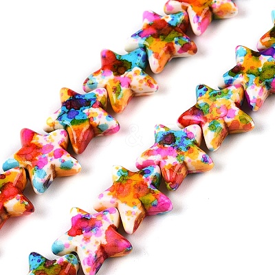 Spray Painted Synthetic Turquoise Beads Strands UNKW-T001-11D-1