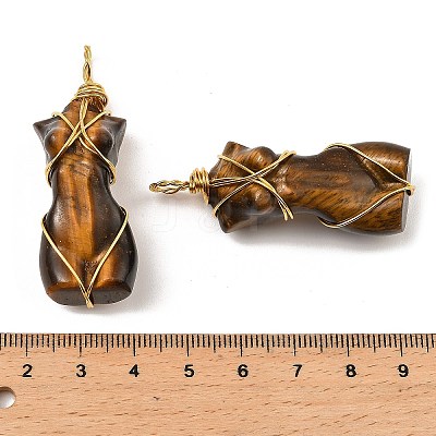 Natural Tiger Eye Pendants G-K338-30G-06-1