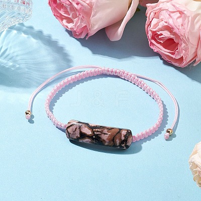 Adjustable Tube Natural Gemstone Braided Bracelets for Women BJEW-JB11006-04-1
