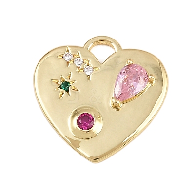 Brass Micro Pave Cubic Zirconia Pendants X-KK-I352-278G-1