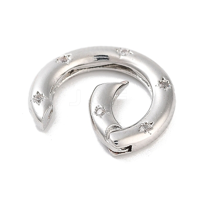 Brass Micro Pave Clear Cubic Zirconia Spring Gate Rings KK-M293-54P-1