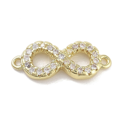 Brass Pave Clear Cubic Zirconia Infinity Connector Charms KK-M293-46G-1