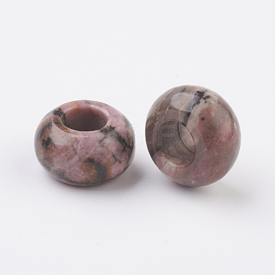 Natural Rhodonite European Beads G-G740-14x8mm-01-1