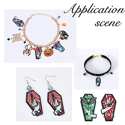 16Pcs 8 Styles Opaque Printed Acrylic Pendants SACR-HY0001-04-1