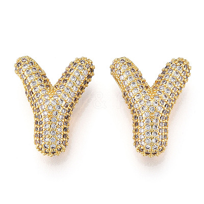 Brass Micro Pave Cubic Zirconia Pendants KK-N254-06G-Y-1