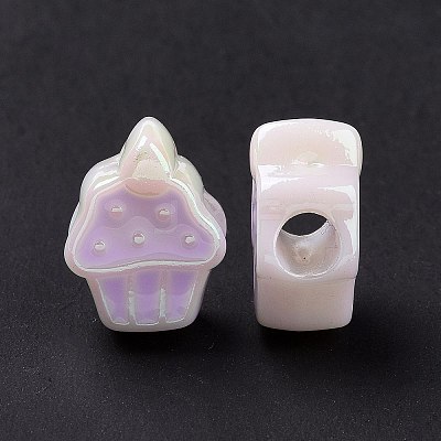 UV Plating Rainbow Iridescent Acrylic European Beads SACR-E009-43-1