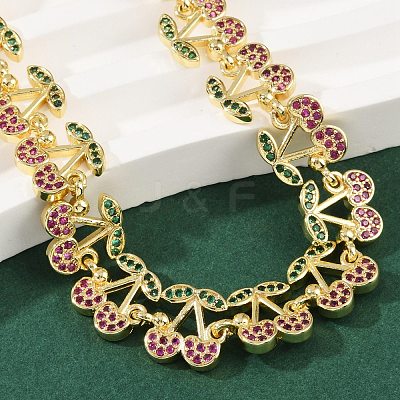 Brass Micro Pave Cubic Zirconia Link Bracelets for Women BJEW-Z126-05G-02-1